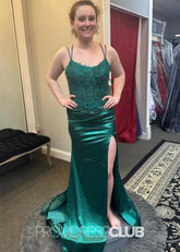 Heloise |Long Emerald Green Prom Dresses Near Me With A Line Strapless Open Back High Split - Price #price_variant_lowest# - Emerald Green - PromDressClub